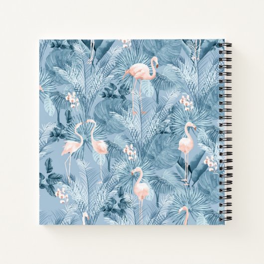 Flamingo Orchid Tropical Pattern Blue ID868 Notitieboek (Achterkant)