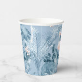 Flamingo Orchid Tropical Pattern Blue ID868 Papieren Bekers (Rechts)