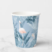 Flamingo Orchid Tropical Pattern Blue ID868 Papieren Bekers (Voorkant)
