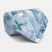 Flamingo Orchid Tropical Pattern Blue ID868 Stropdas (Opgerold)