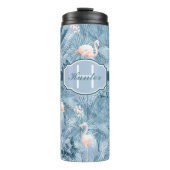Flamingo Orchid Tropical Pattern Blue ID868 Thermosbeker (Voorkant)
