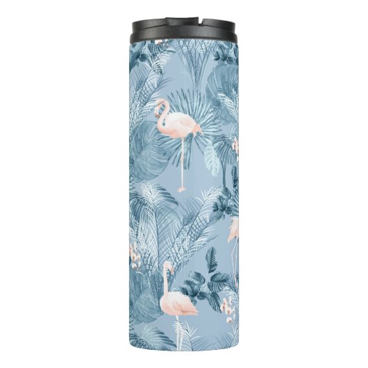 Flamingo Orchid Tropical Pattern Blue ID868 Thermosbeker (Achterkant)