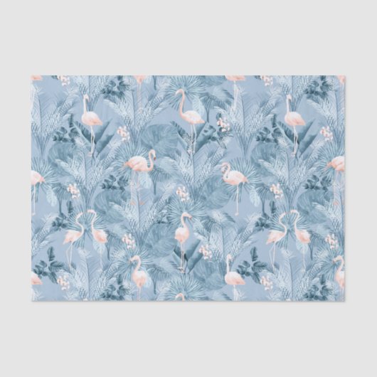 Flamingo Orchid Tropical Pattern Blue ID868 Tissuepapier (Voorkant)