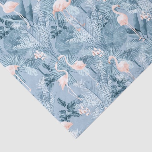 Flamingo Orchid Tropical Pattern Blue ID868 Tissuepapier (Detail)