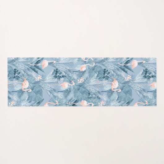 Flamingo Orchid Tropical Pattern Blue ID868 Yogamat (Achterkant (horizontaal))