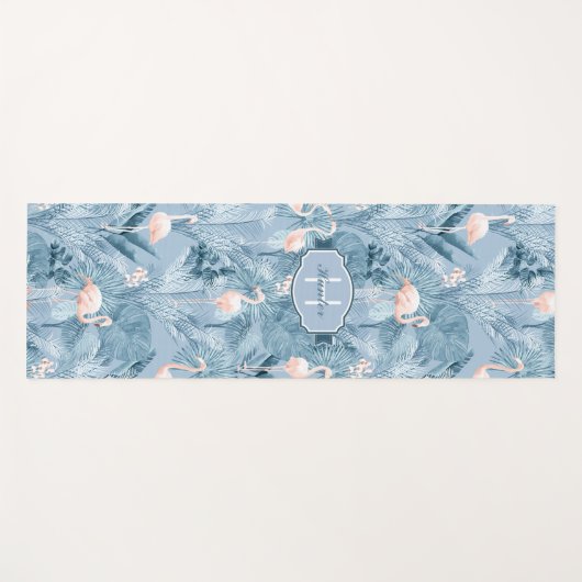 Flamingo Orchid Tropical Pattern Blue ID868 Yogamat (Voorkant (horizontaal))