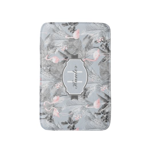 Flamingo Orchid Tropical Pattern Grey ID868 Badmat (Voorkant Verticaal)