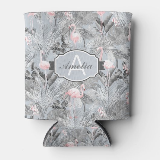 Flamingo Orchid Tropical Pattern Grey ID868 Blikjeskoeler (Voorkant)