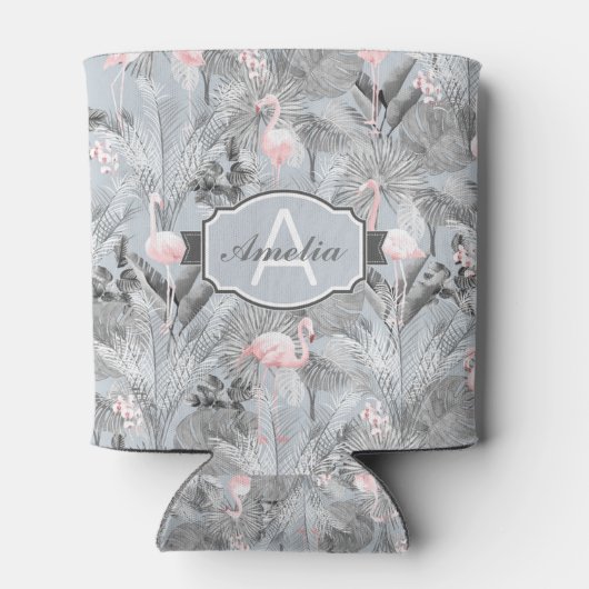 Flamingo Orchid Tropical Pattern Grey ID868 Blikjeskoeler (Achterkant)