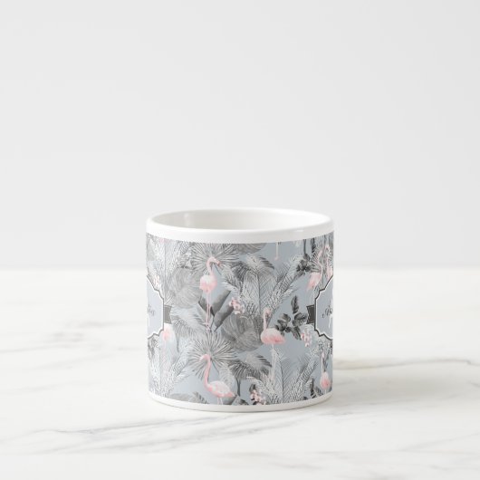 Flamingo Orchid Tropical Pattern Grey ID868 Espresso Kop (Voorkant)