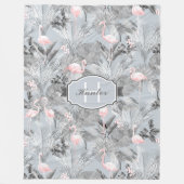 Flamingo Orchid Tropical Pattern Grey ID868 Fleece Deken (Voorkant)