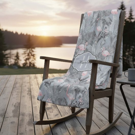 Flamingo Orchid Tropical Pattern Grey ID868 Fleece Deken