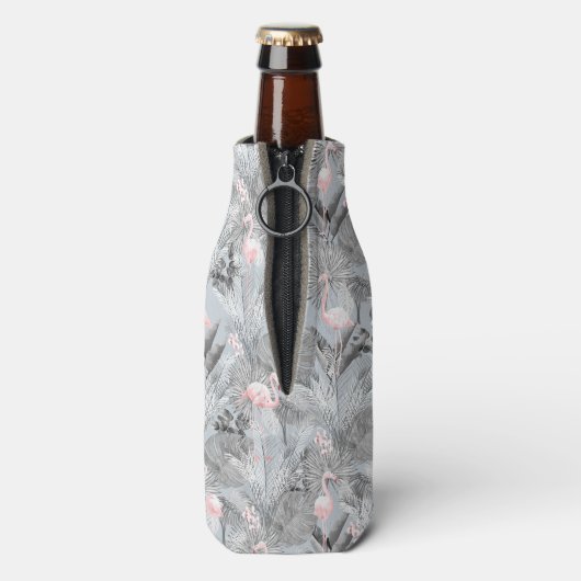 Flamingo Orchid Tropical Pattern Grey ID868 Flesjeskoeler (Fles Achterkant)