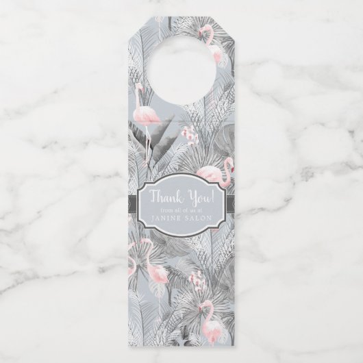 Flamingo Orchid Tropical Pattern Grey ID868 Flessenhanger (Voorkant)
