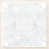 Flamingo Orchid Tropical Pattern Grey ID868 Glazen Onderzetter (Achterkant)