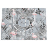 Flamingo Orchid Tropical Pattern Grey ID868 Groot Cadeauzakje (Voorkant)
