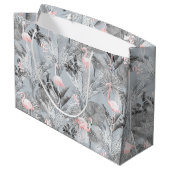Flamingo Orchid Tropical Pattern Grey ID868 Groot Cadeauzakje (Achterkant Gekanteld)