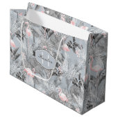 Flamingo Orchid Tropical Pattern Grey ID868 Groot Cadeauzakje (Voorkant Gekanteld)