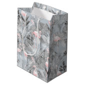 Flamingo Orchid Tropical Pattern Grey ID868 Medium Cadeauzakje (Achterkant Gekanteld)