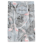 Flamingo Orchid Tropical Pattern Grey ID868 Medium Cadeauzakje (Voorkant)