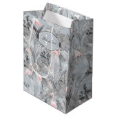 Flamingo Orchid Tropical Pattern Grey ID868 Medium Cadeauzakje (Voorkant Gekanteld)