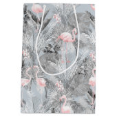 Flamingo Orchid Tropical Pattern Grey ID868 Medium Cadeauzakje (Achterkant)