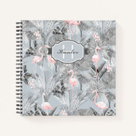 Flamingo Orchid Tropical Pattern Grey ID868 Notitieboek