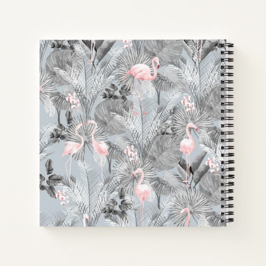Flamingo Orchid Tropical Pattern Grey ID868 Notitieboek (Achterkant)