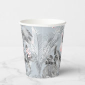 Flamingo Orchid Tropical Pattern Grey ID868 Papieren Bekers (Rechts)