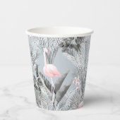 Flamingo Orchid Tropical Pattern Grey ID868 Papieren Bekers (Voorkant)