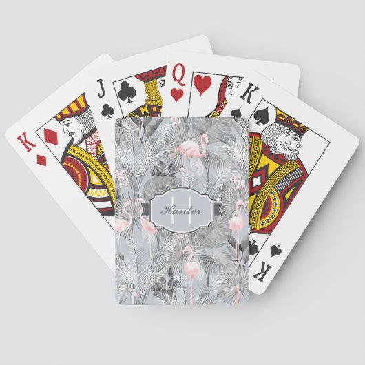 Flamingo Orchid Tropical Pattern Grey ID868 Pokerkaarten (Achterkant)