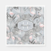 Flamingo Orchid Tropical Pattern Grey ID868 Servet (Voorkant)