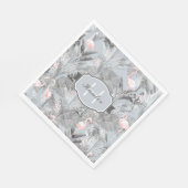 Flamingo Orchid Tropical Pattern Grey ID868 Servet (Hoek)