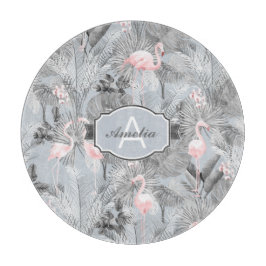 Flamingo Orchid Tropical Pattern Grey ID868 Snijplank