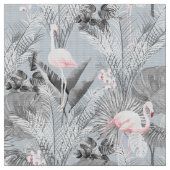 Flamingo Orchid Tropical Pattern Grey ID868 Stof (Close Up)