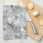 Flamingo Orchid Tropical Pattern Grey ID868 Theedoek (Quarter Fold)