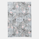 Flamingo Orchid Tropical Pattern Grey ID868 Theedoek (Verticaal)