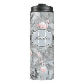 Flamingo Orchid Tropical Pattern Grey ID868 Thermosbeker (Voorkant)