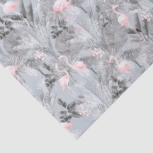 Flamingo Orchid Tropical Pattern Grey ID868 Tissuepapier (Detail)