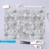 Flamingo Orchid Tropical Pattern Grey ID868 Tissuepapier (Craft)