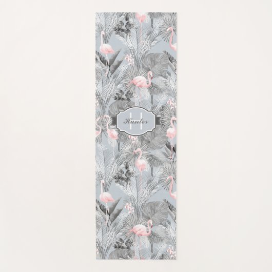 Flamingo Orchid Tropical Pattern Grey ID868 Yogamat (Voorkant)