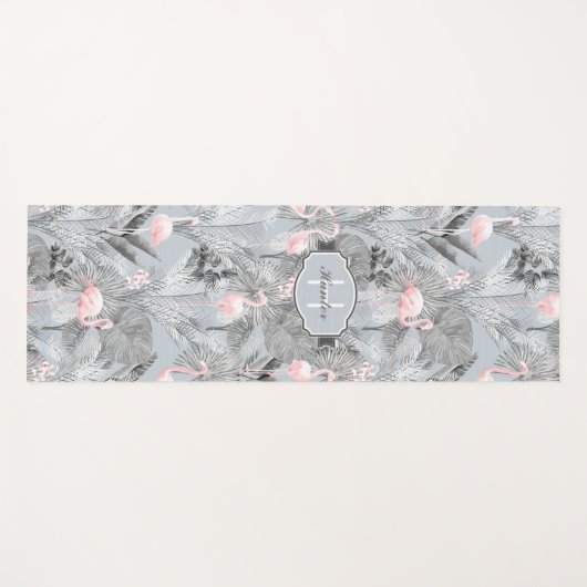 Flamingo Orchid Tropical Pattern Grey ID868 Yogamat (Voorkant (horizontaal))
