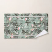 Flamingo Orchid Tropical Pattern Sage ID868 Bad Handdoek (Handdoek)