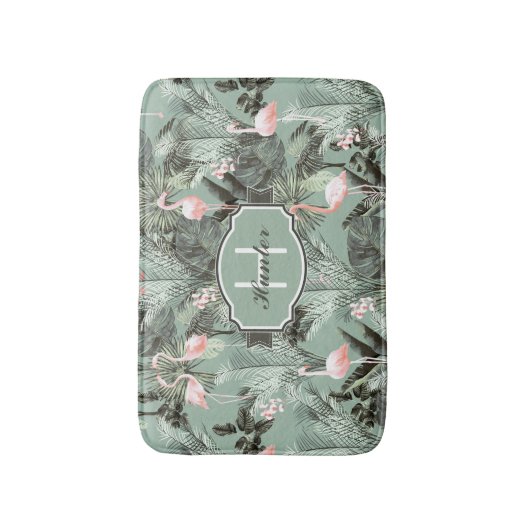 Flamingo Orchid Tropical Pattern Sage ID868 Badmat (Voorkant Verticaal)