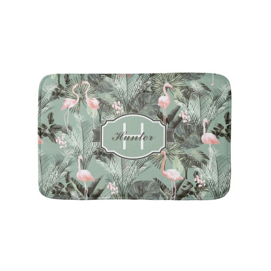 Flamingo Orchid Tropical Pattern Sage ID868 Badmat (Voorkant)