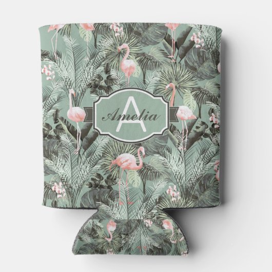 Flamingo Orchid Tropical Pattern Sage ID868 Blikjeskoeler (Achterkant)