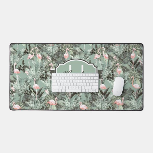 Flamingo Orchid Tropical Pattern Sage ID868 Bureaumat (Keyboard & Muis)