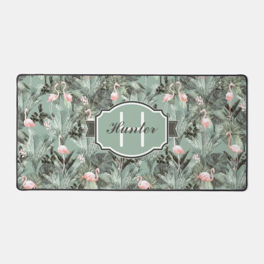 Flamingo Orchid Tropical Pattern Sage ID868 Bureaumat (Voorkant)