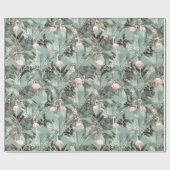 Flamingo Orchid Tropical Pattern Sage ID868 Cadeaupapier (Vlak)