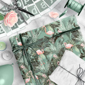 Flamingo Orchid Tropical Pattern Sage ID868 Cadeaupapier